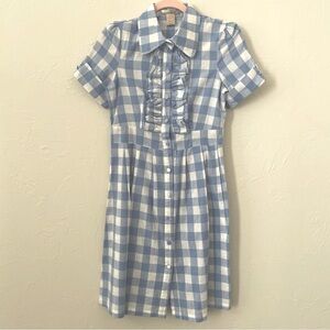 Dina Be Blue and White Plaid Midi Dress